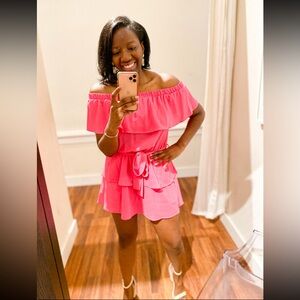 fab’rik Pink Ruffle Romper Size L Barbiecore